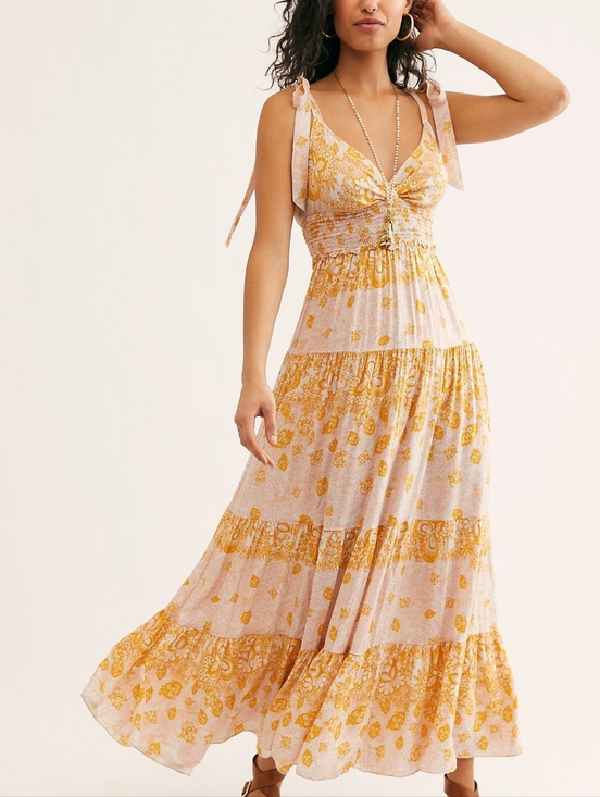 Free People Dresses & Skirts - Free People Intimately Let's Smock About It Dress Floral Print Maxi Length Large